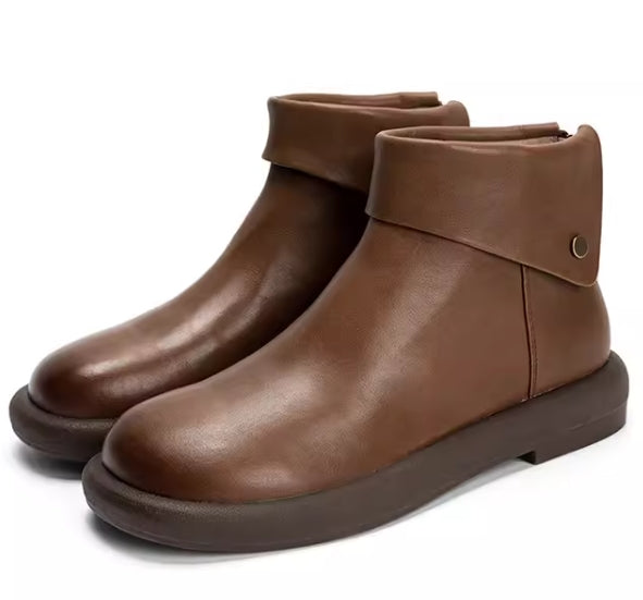 Thick-soled genuine leather Chelsea boots for women 2023 new autumn and winter Martin short boots for women British retro nude boots