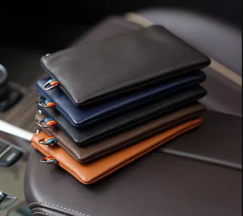 2023 new first-layer soft cowhide genuine leather ultra-thin simple coin purse card holder driver's license bag