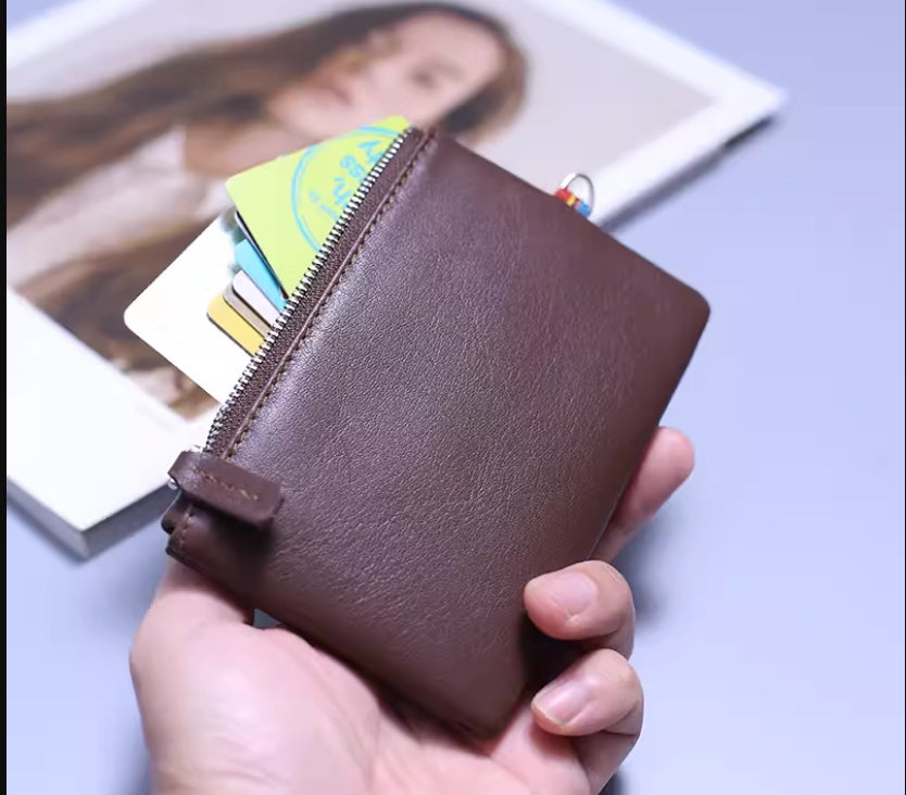 2023 new first-layer soft cowhide genuine leather ultra-thin simple coin purse card holder driver's license bag