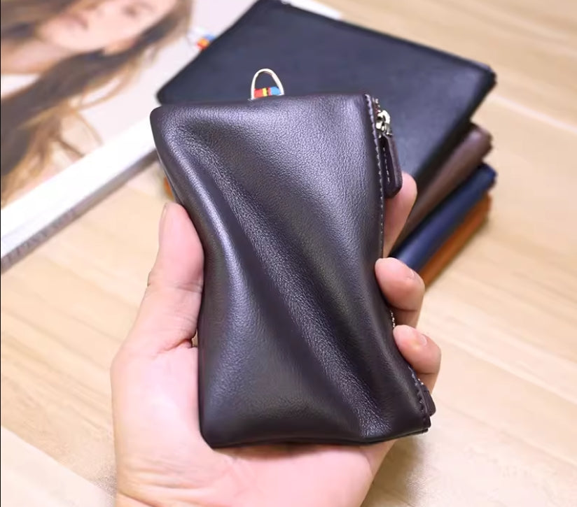 2023 new first-layer soft cowhide genuine leather ultra-thin simple coin purse card holder driver's license bag