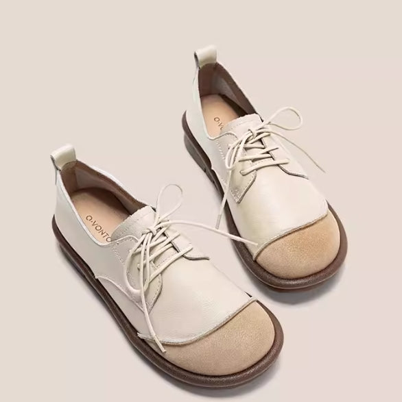 Genuine leather suede splicing small leather shoes for women British thick soles 2024 spring new Japanese style women's jk lace-up shoes