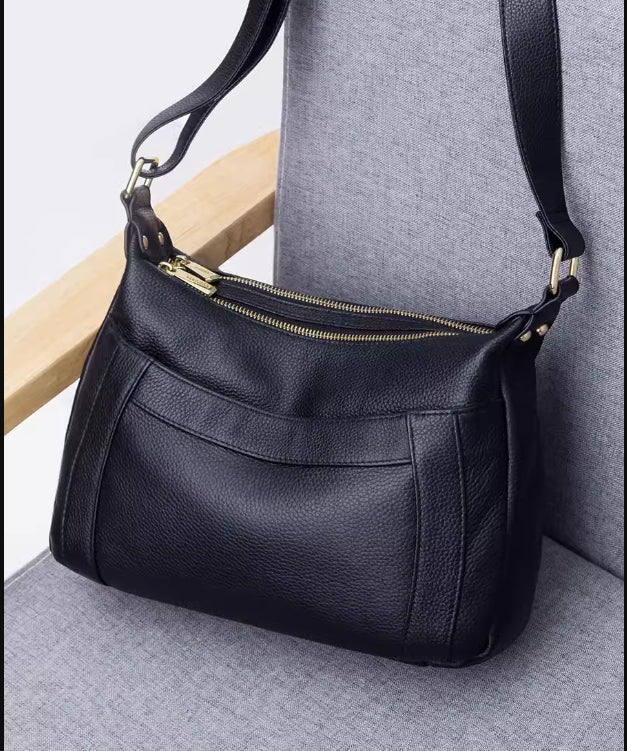 Genuine leather women's bag 2024 new first layer cowhide middle-aged and elderly women's bag soft leather mother bag large capacity crossbody bag