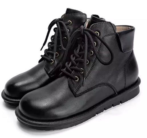 Black Martin boots for women 2023 new spring and autumn single boots popular retro boots women's versatile flat short boots