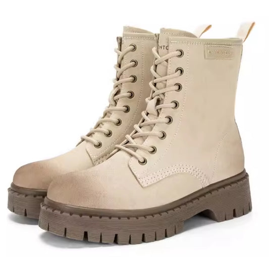 Eight-hole Martin boots for women British style suede retro knight boots for women 2023 new autumn and winter mid-calf boots