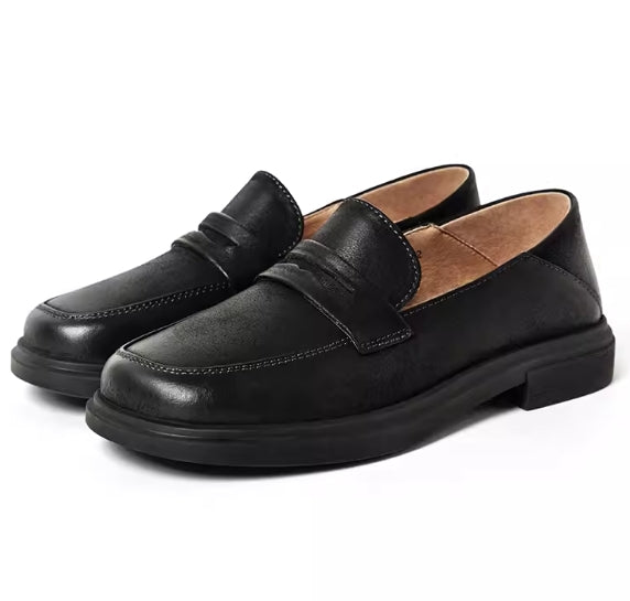 Genuine leather loafers for women summer slip-on deep mouth single shoes women's soft sole comfortable simple mid-heel work shoes