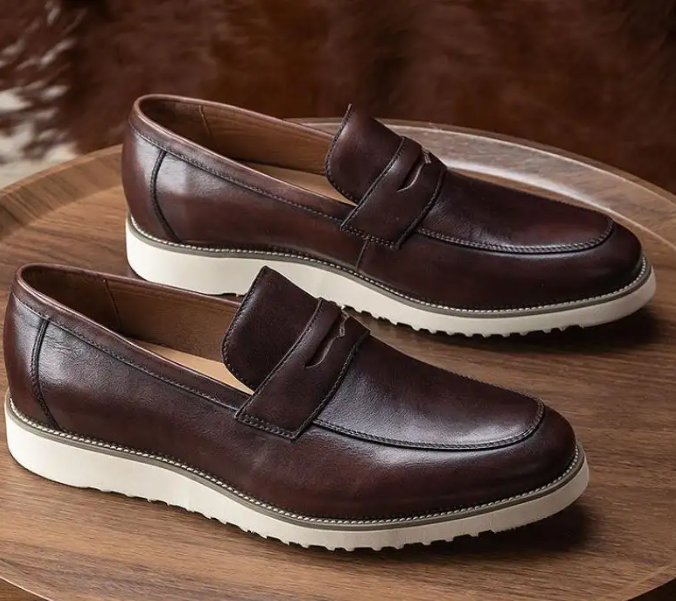 gentlemen luxury slip on flats retro casual leather shoes men lazy British business loafers